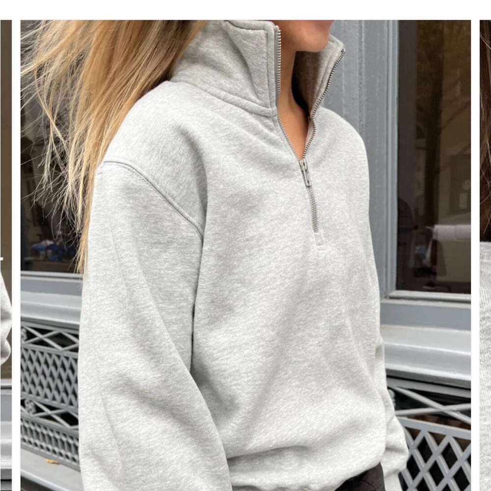 Brandy Melville Grey Quarter Zip  Sweatshirt S M - Picture 12 of 12
